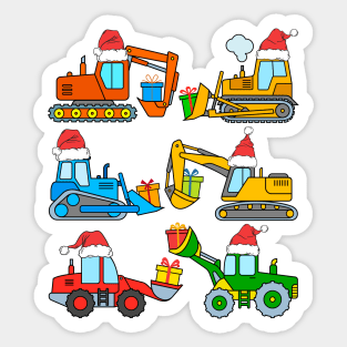 Christmas Excavator Construction Diggers Gifts Satna Hats Kids Sticker